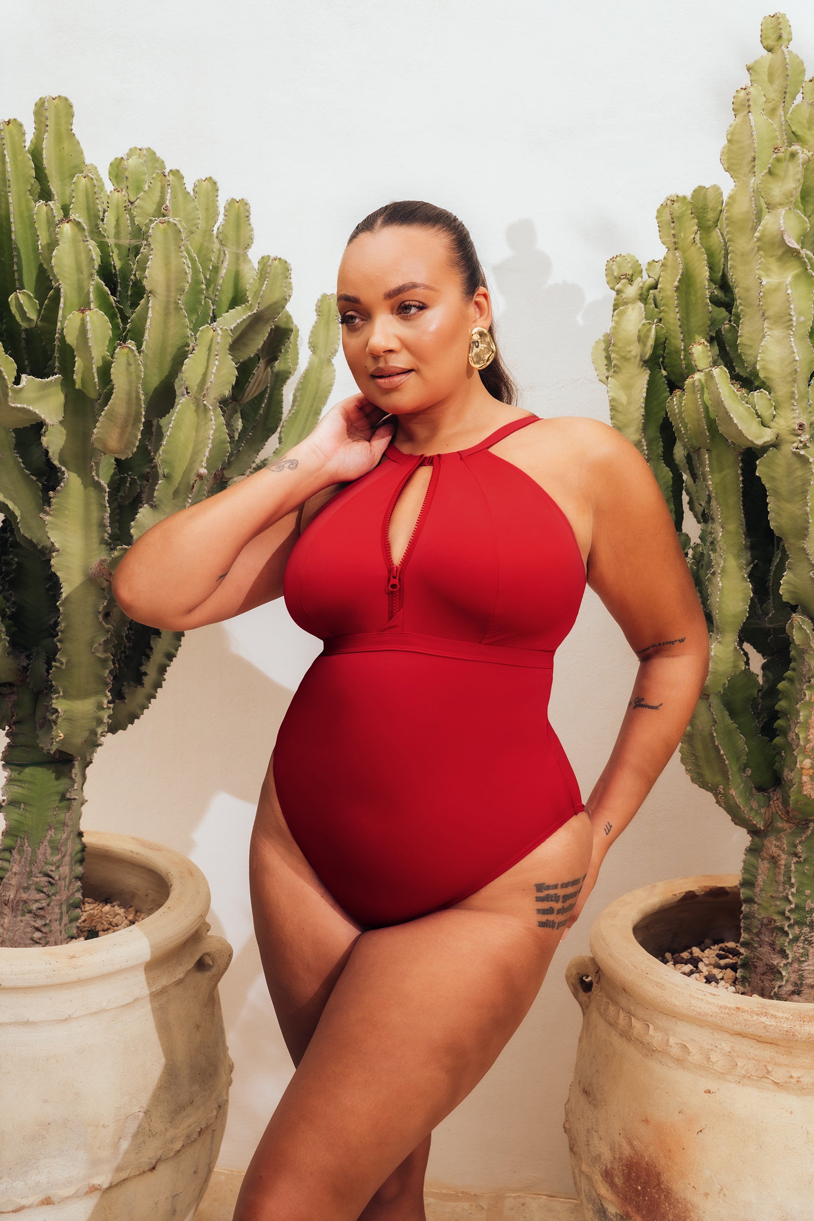 Zip Tide Non-Wired Multiway Swimsuit Red