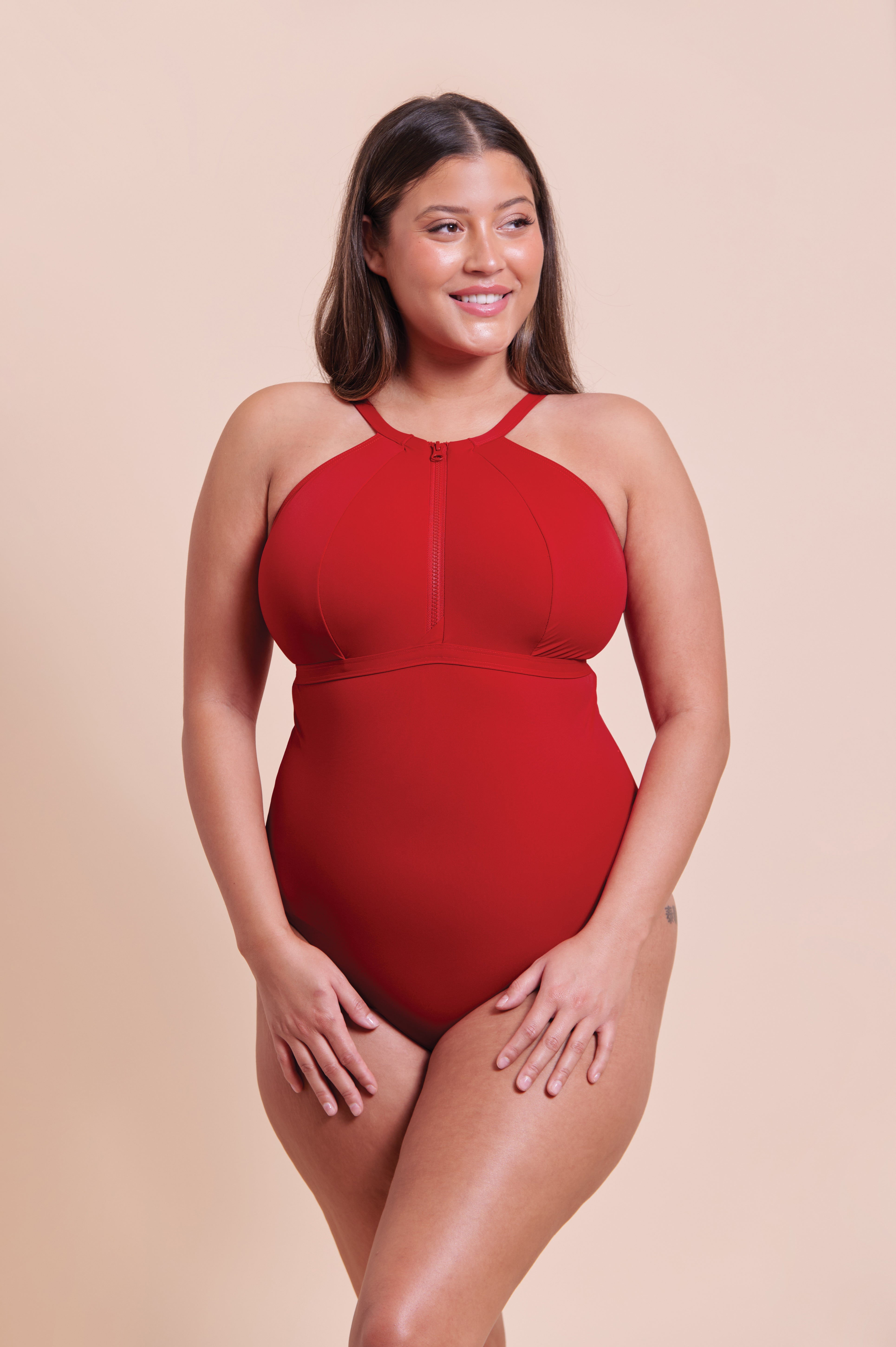 Zip Tide Non-Wired Multiway Swimsuit Red